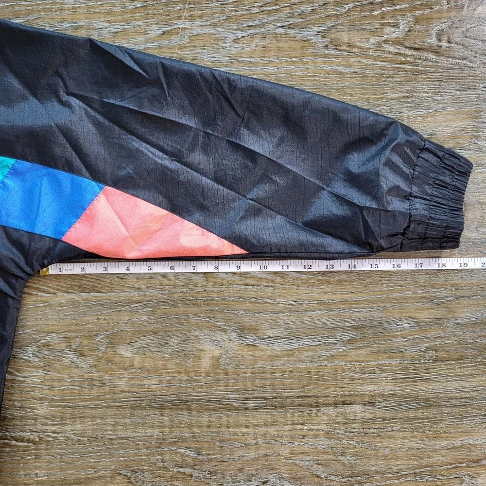 Westside Connection Vintage Colorblock Windbreaker Jacket Black Coral Blue Men M